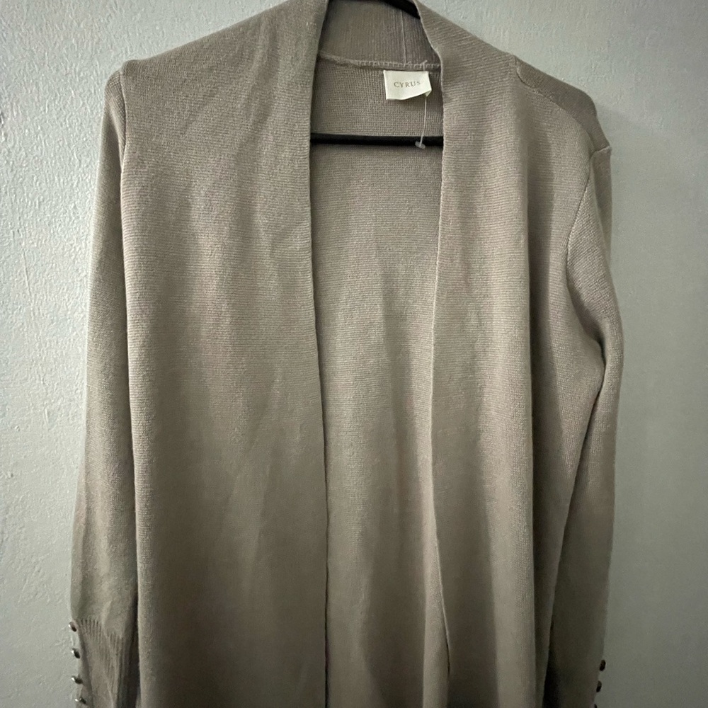 Miley Cyrus & Max Azria Tan Blazer with Open Front and Long Sleeves